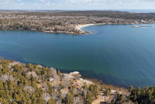 44 Periwinkle Ln, Phippsburg, ME 04562 - drone / aerial view with a water view and a wooded view