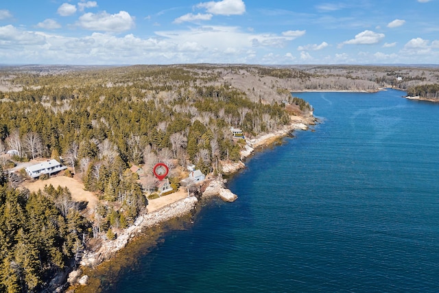 44 Periwinkle Ln, Phippsburg, ME 04562 - bird's eye view with a view of trees and a water view