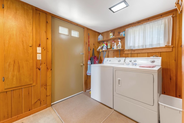 44 Periwinkle Ln, Phippsburg, ME 04562 - laundry area with laundry area, washing machine and dryer, and wooden walls