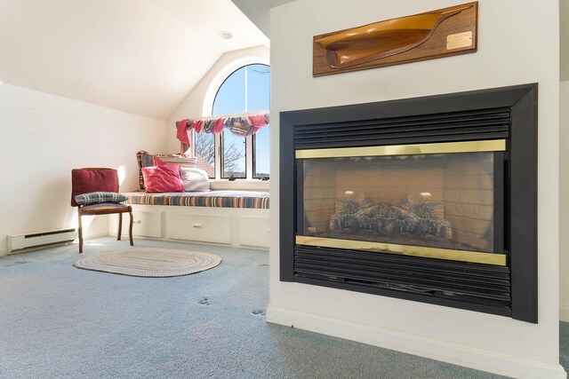44 Periwinkle Ln, Phippsburg, ME 04562 - interior details with a baseboard heating unit and carpet floors