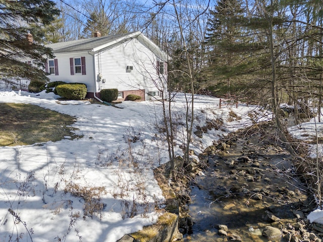 view of snow covered exterior