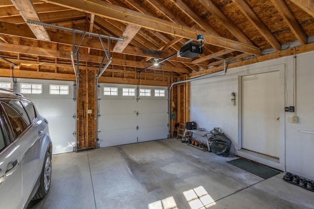 garage with a garage door opener