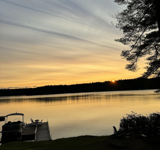 property view of water featuring a boat dock