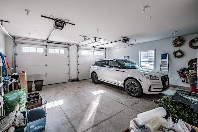 garage with a garage door opener