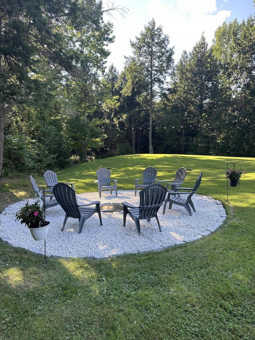 view of yard with a patio area and a fire pit