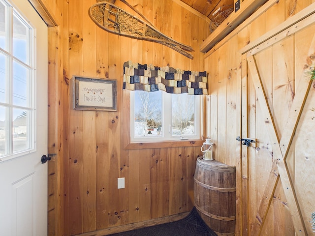 interior space with wooden walls