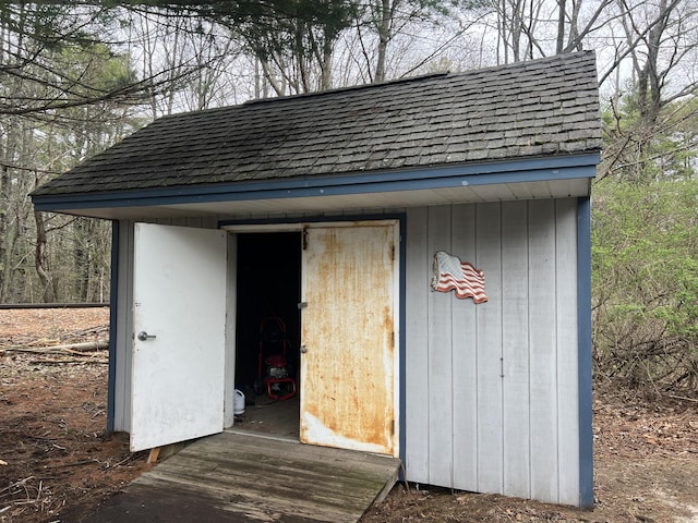 view of shed