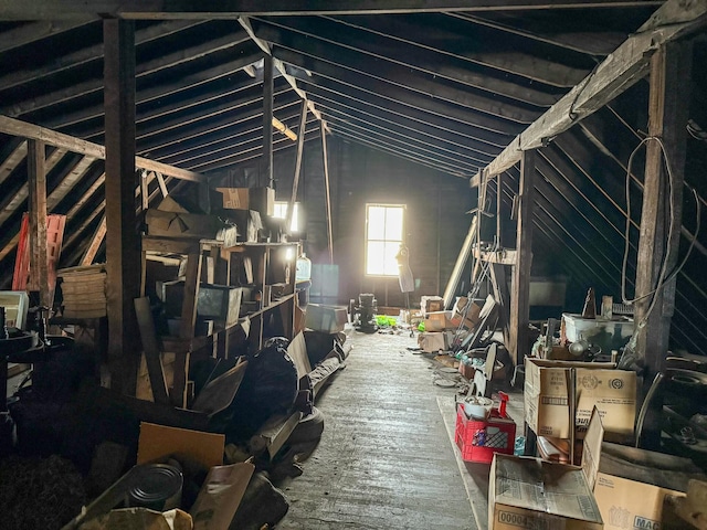 view of unfinished attic