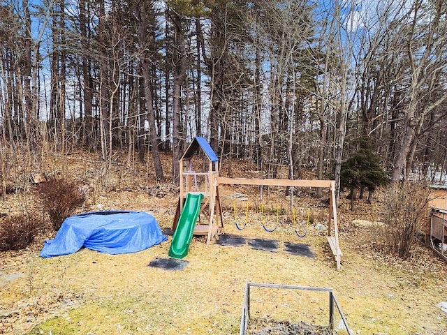 view of yard with a playground