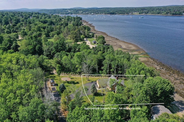 19 Glenview Ln, Belfast, ME 04915 - aerial view of property's location featuring property parcel outlined and a nearby body of water