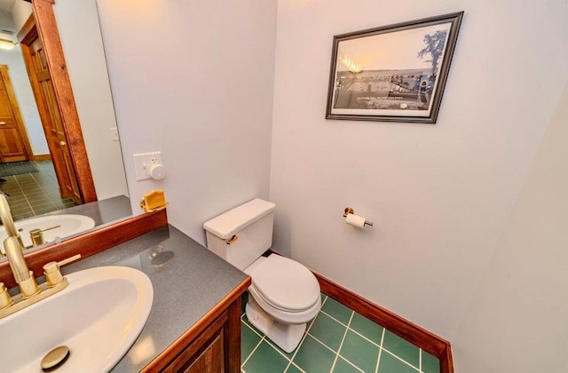 19 Glenview Ln, Belfast, ME 04915 - half bathroom with vanity, tile patterned floors, and a wall mounted air conditioner