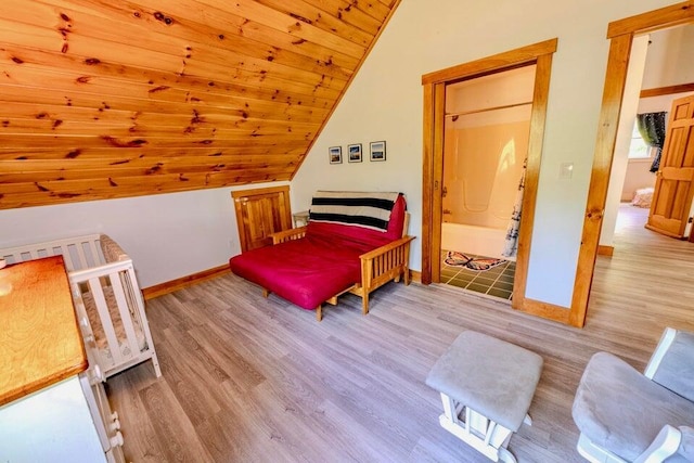 19 Glenview Ln, Belfast, ME 04915 - bedroom with wood finished floors, lofted ceiling, and wooden ceiling