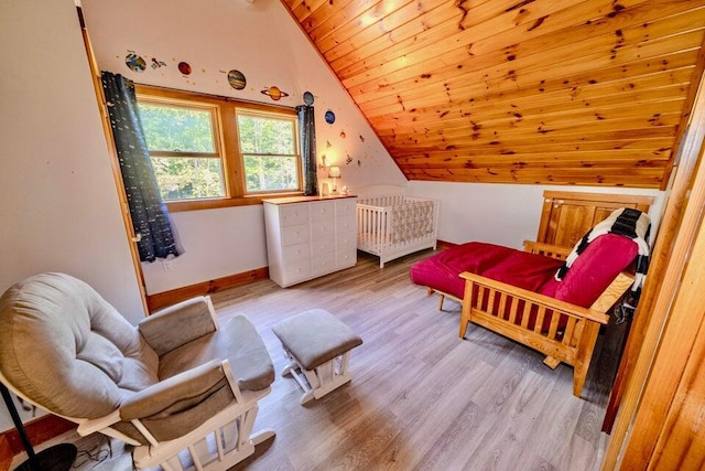 19 Glenview Ln, Belfast, ME 04915 - bedroom featuring vaulted ceiling, light wood-style flooring, and wood ceiling