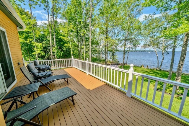 19 Glenview Ln, Belfast, ME 04915 - deck with a water view and a lawn