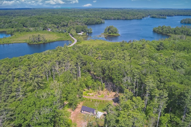 4 Boulder Cove Way, Bremen, ME 04551 - aerial view of property and surrounding area with a forest and a nearby body of water
