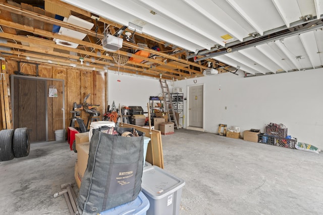 garage with a garage door opener