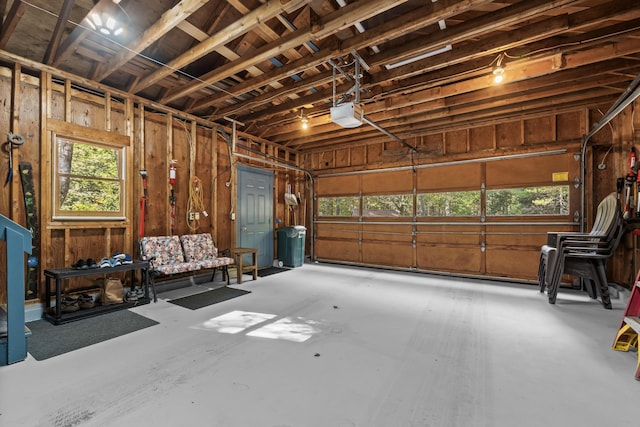 garage with a garage door opener
