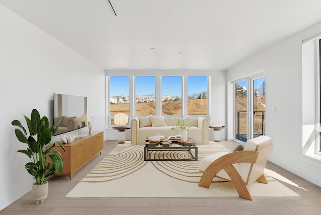 living room with light wood finished floors