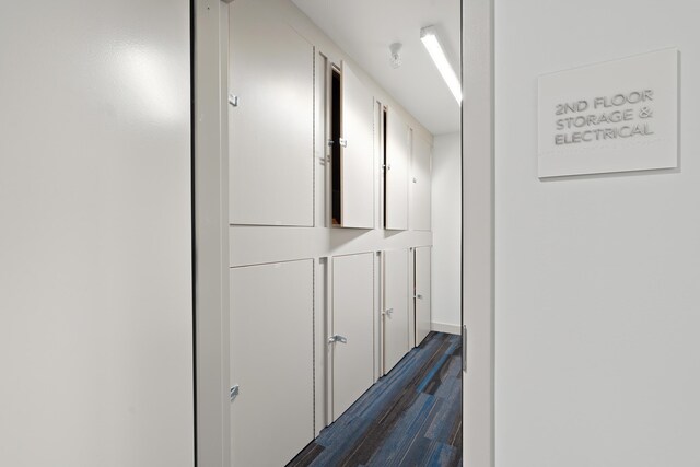 hallway with dark wood-style flooring