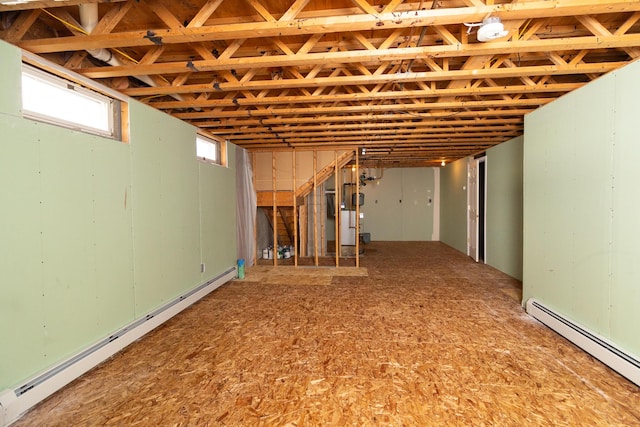 basement featuring baseboard heating