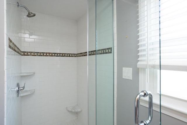 full bathroom with plenty of natural light and a stall shower