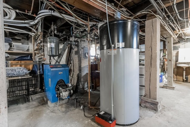 utilities featuring gas water heater and a heating unit