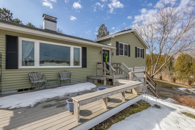 deck featuring stairway