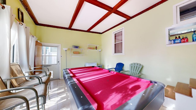 interior space featuring coffered ceiling