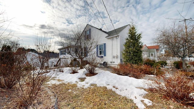 view of snow covered exterior