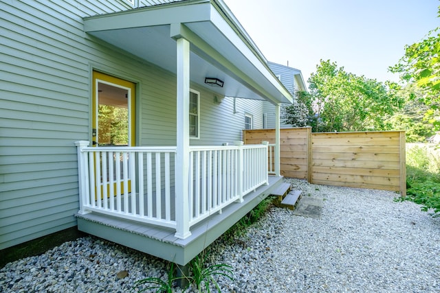 view of home's exterior featuring fence