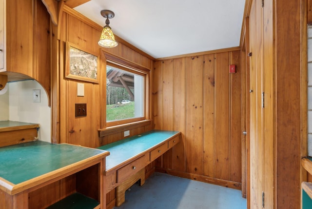 52 Main St, Sanford, ME 04083 - interior space with concrete flooring and wood walls