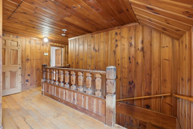 52 Main St, Sanford, ME 04083 - interior space with wood-type flooring, wood walls, wood ceiling, and lofted ceiling