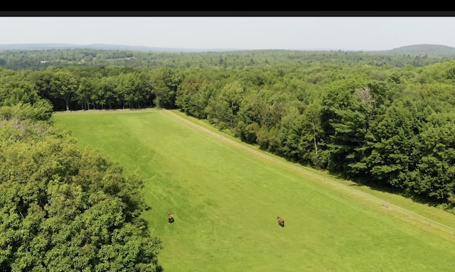 bird's eye view featuring a forest view