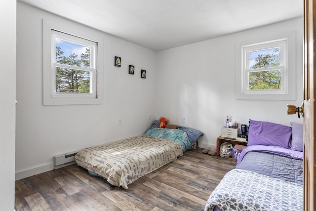 8 Royal Coachman Way, Shapleigh, ME 04076 - bedroom with multiple windows, wood finished floors, baseboards, and a baseboard radiator