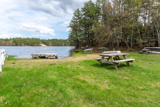 8 Royal Coachman Way, Shapleigh, ME 04076 - dock featuring a water view, a wooded view, and a lawn