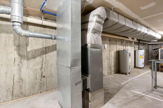 utility room featuring water heater