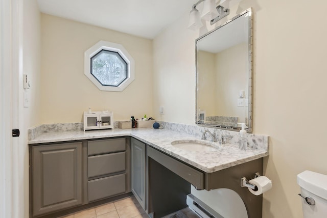 bathroom featuring tile patterned floors, toilet, and vanity