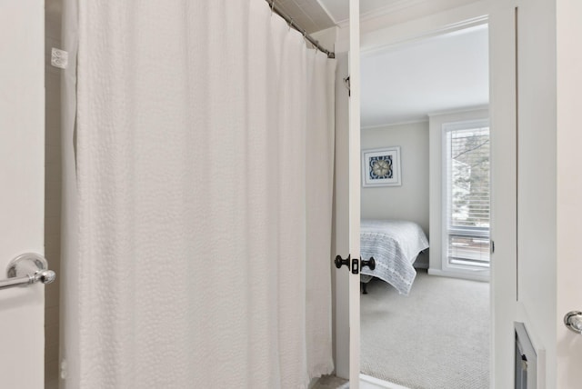 bathroom with crown molding