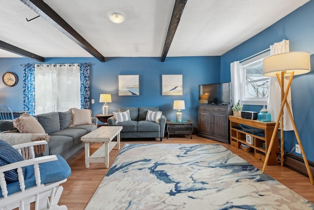 35 Grove Ave, Old Orchard Beach, ME 04064 - living area with beam ceiling and wood finished floors