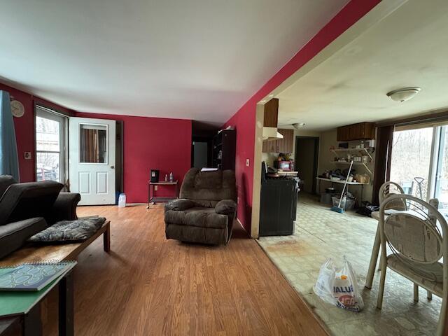 living room featuring light wood-style flooring