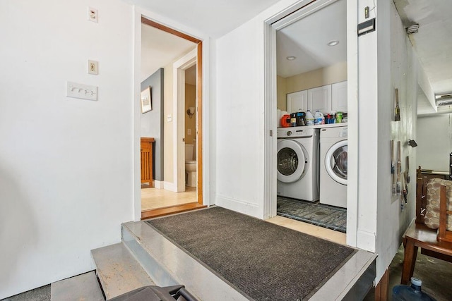 101 Whites Bridge Rd, Windham, ME 04062 - washroom featuring washing machine and clothes dryer and cabinet space