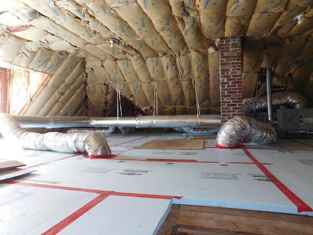 view of unfinished attic