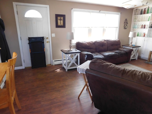 living room with dark wood-style floors