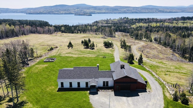 3062 Main St, Rangeley, ME 04970 - aerial view of property and surrounding area with a water and mountain view and a forest