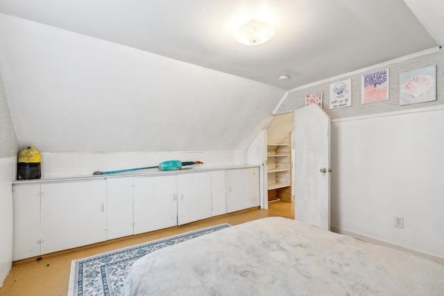 bedroom featuring vaulted ceiling