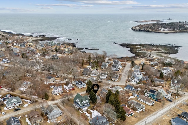 aerial view with a residential view and a water view