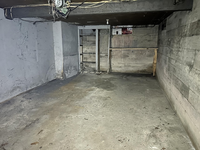 view of unfinished basement