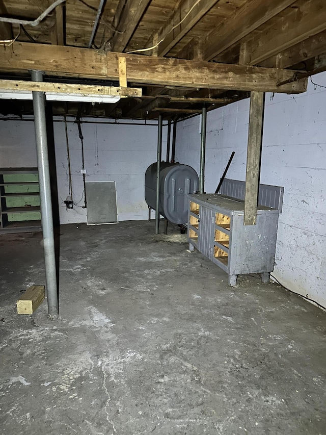 unfinished basement with heating fuel