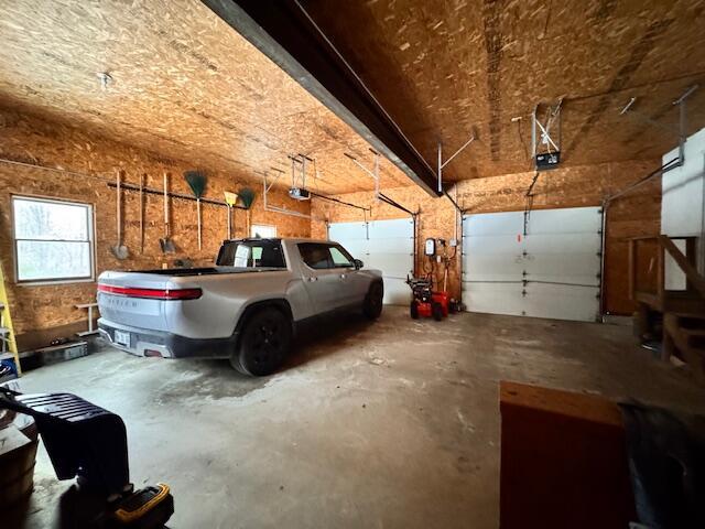 garage with a garage door opener