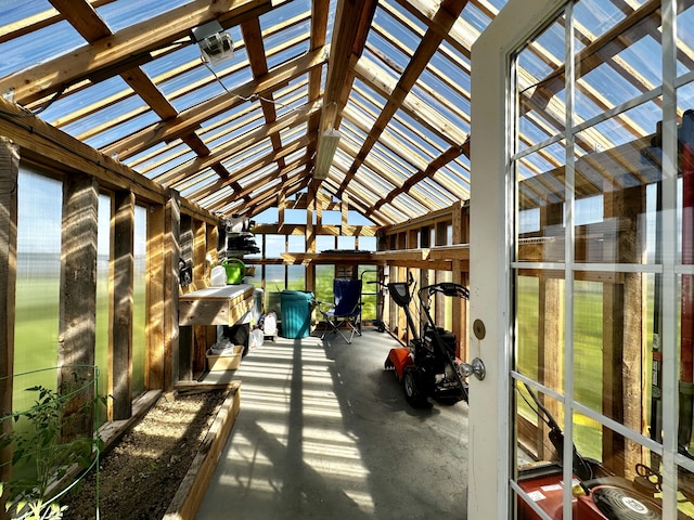 68 Robbins St, Robbinston, ME 04671 - unfurnished sunroom featuring vaulted ceiling